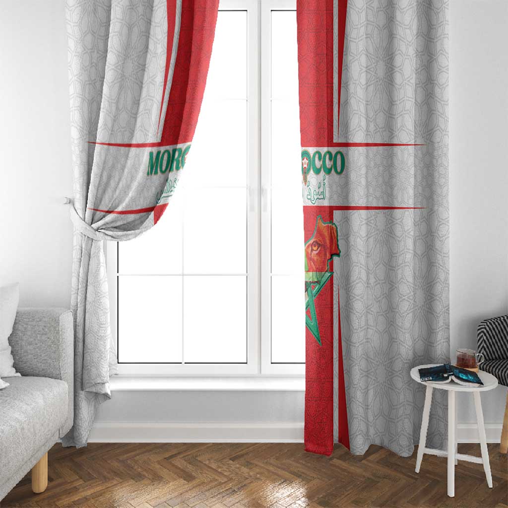 Morocco Football Window Curtain Atlas Lions Champions 2025 - White - African Pride