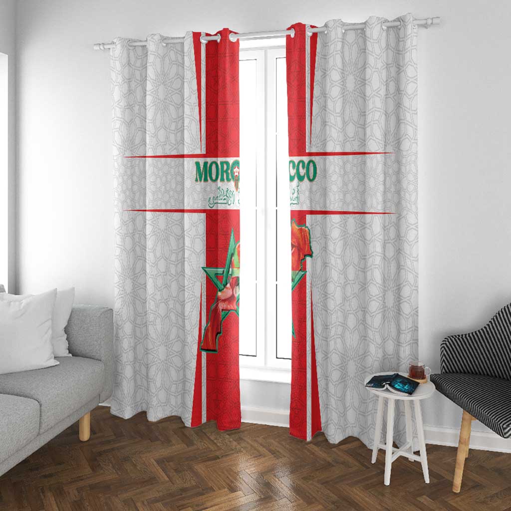 Morocco Football Window Curtain Atlas Lions Champions 2025 - White - African Pride