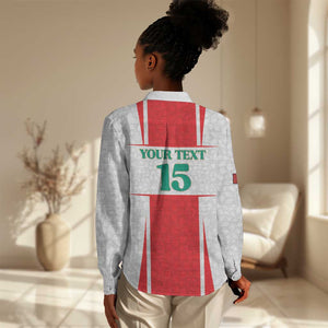 Morocco Football Custom Women Casual Shirt Atlas Lions Champions 2025 - White - African Pride