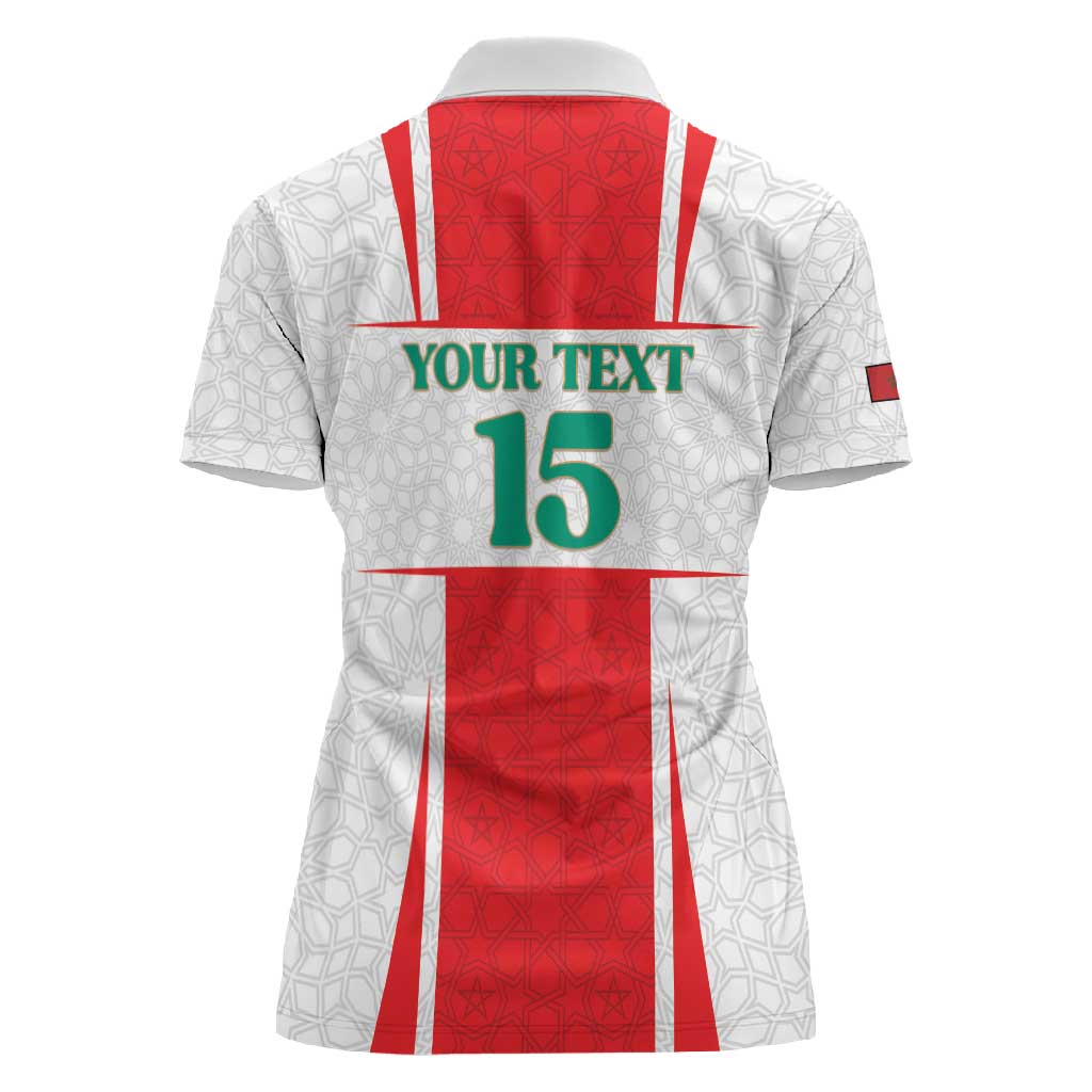 Morocco Football Custom Women Polo Shirt Atlas Lions Champions 2025 - White - African Pride