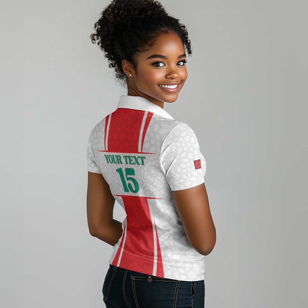Morocco Football Custom Women Polo Shirt Atlas Lions Champions 2025 - White - African Pride
