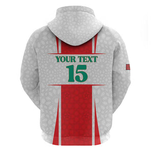 Morocco Football Custom Zip Hoodie Atlas Lions Champions 2025 - White - African Pride