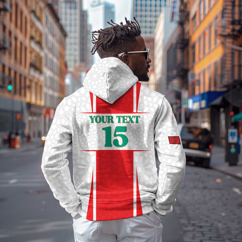 Morocco Football Custom Zip Hoodie Atlas Lions Champions 2025 - White - African Pride