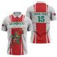 Custom Morocco Football Zipper Polo Shirt Go Champions Atlas Lions - White