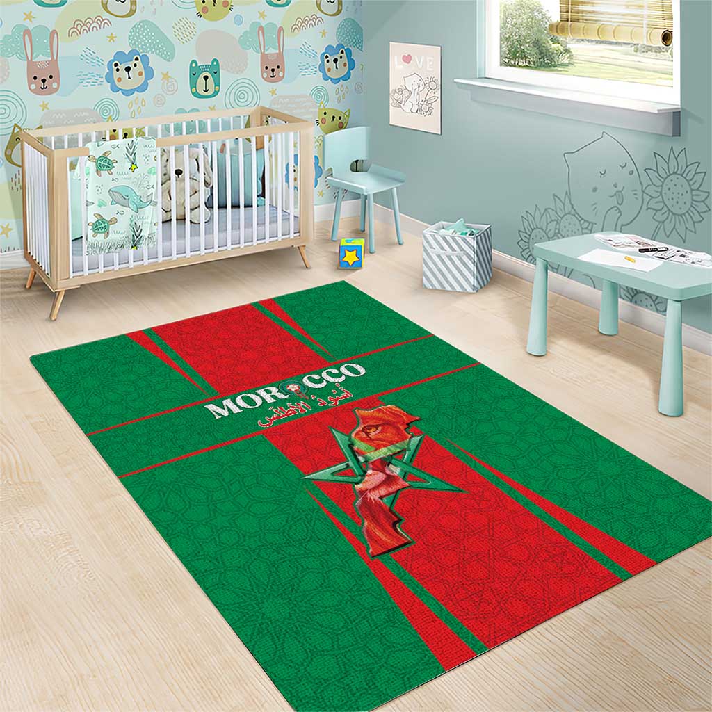 Morocco Football Area Rug Atlas Lions Champions 2025 - Red - African Pride