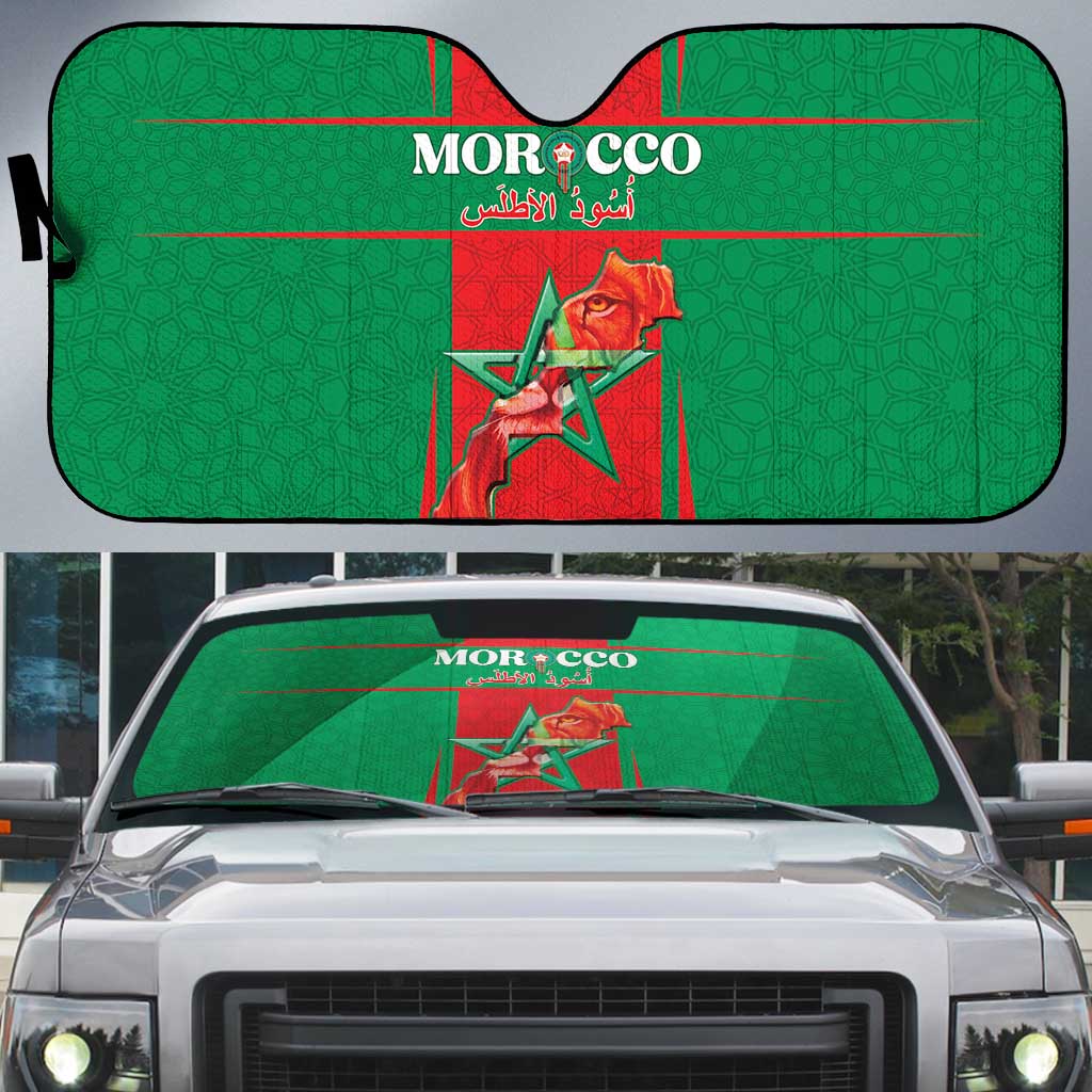 Morocco Football Auto Sun Shade Go Champions Atlas Lions - Red
