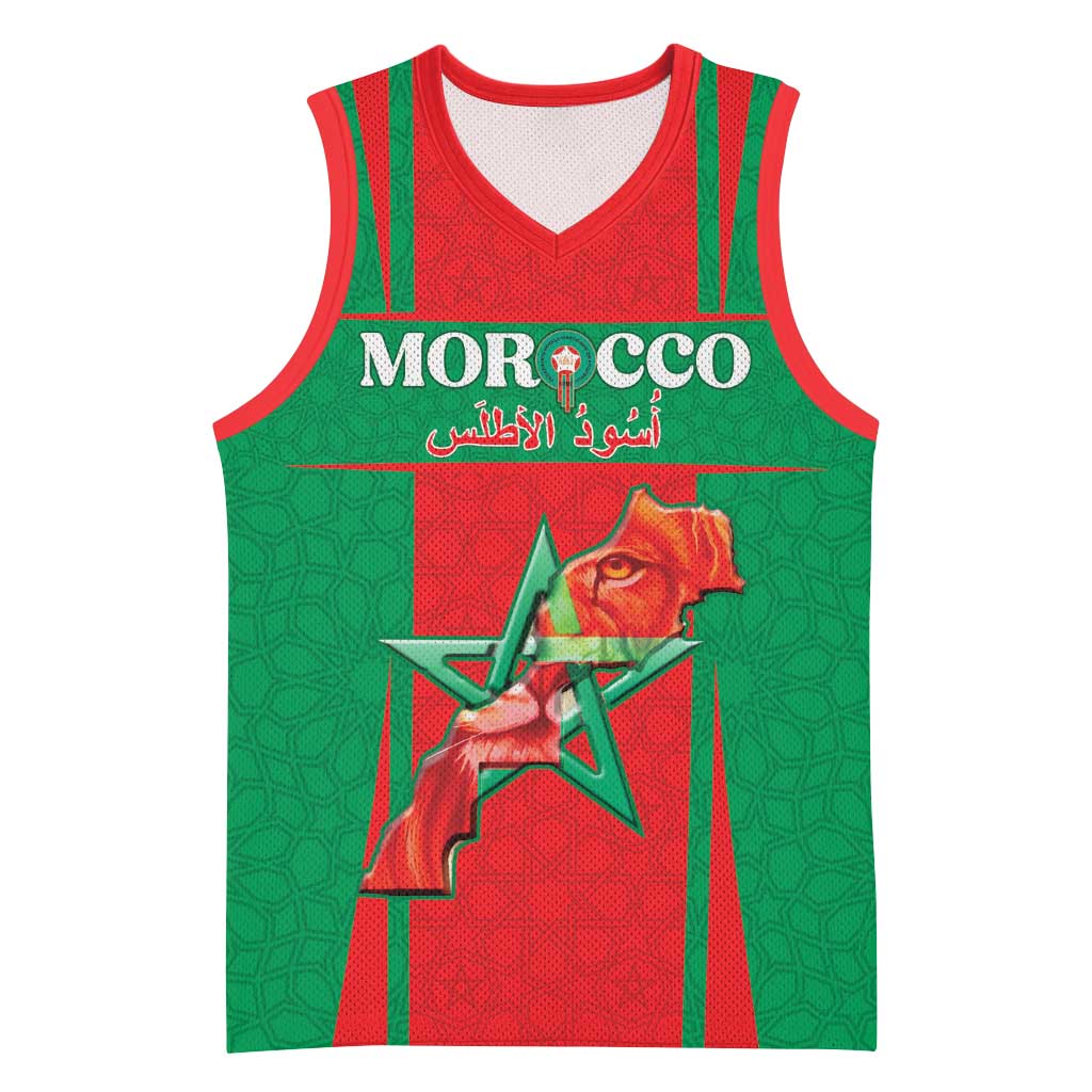 Morocco Football Custom Basketball Jersey Atlas Lions Champions 2025 - Red - African Pride