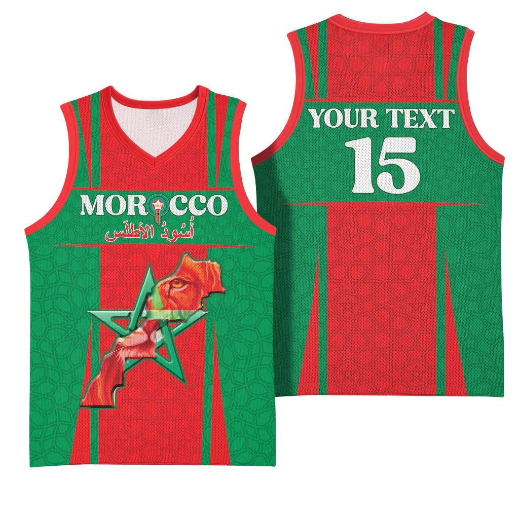 Morocco Football Custom Basketball Jersey Atlas Lions Champions 2025 - Red - African Pride