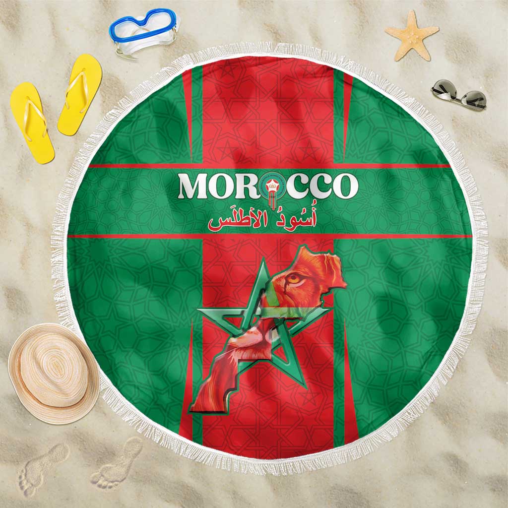 Morocco Football Beach Blanket Atlas Lions Champions 2025 - Red - African Pride