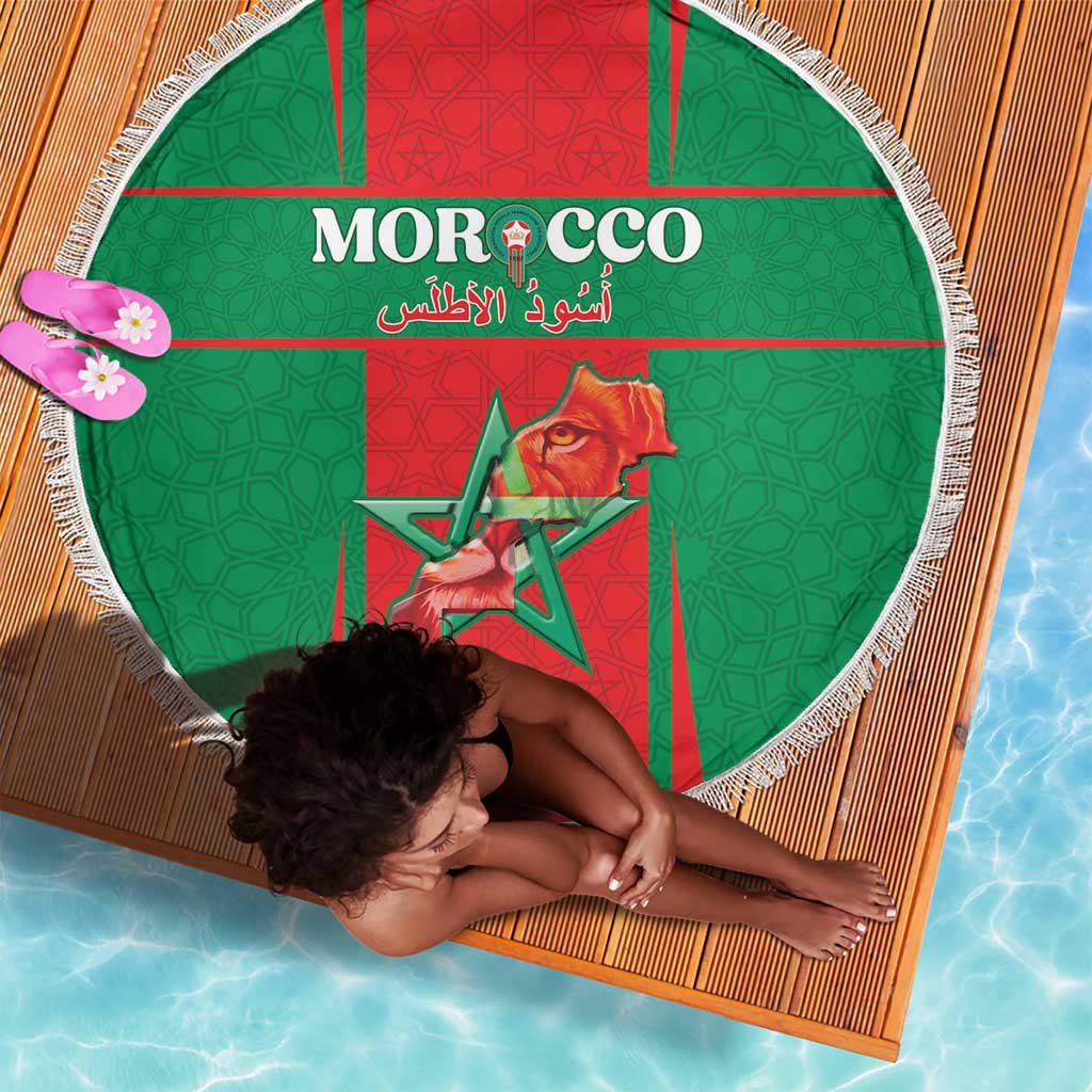 Morocco Football Beach Blanket Atlas Lions Champions 2025 - Red - African Pride