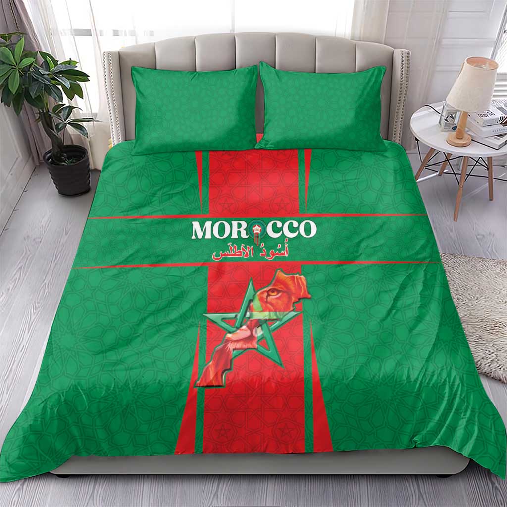 Morocco Football Bedding Set Atlas Lions Champions 2025 - Red - African Pride