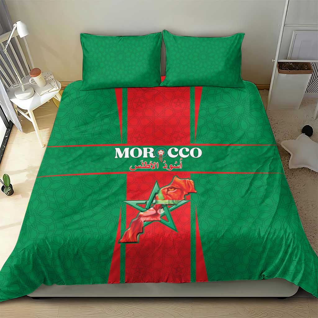 Morocco Football Bedding Set Atlas Lions Champions 2025 - Red - African Pride