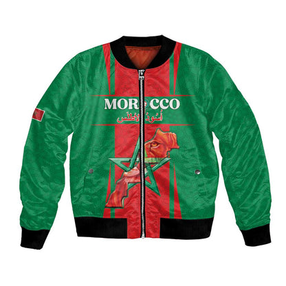 Morocco Football Custom Bomber Jacket Atlas Lions Champions 2025 - Red - African Pride