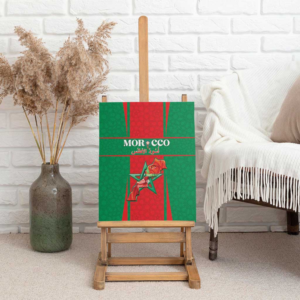 Morocco Football Canvas Wall Art Atlas Lions Champions 2025 - Red - African Pride