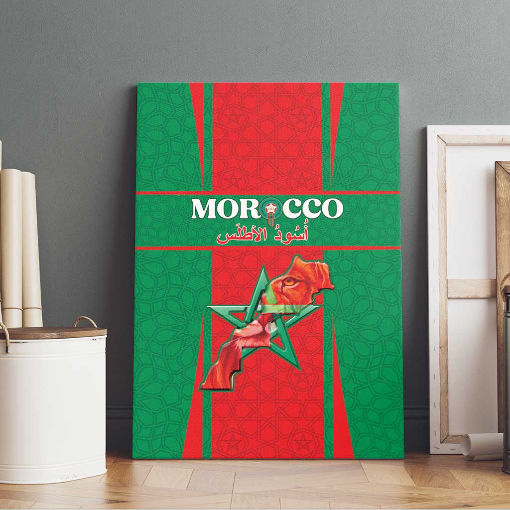 Morocco Football Canvas Wall Art Atlas Lions Champions 2025 - Red - African Pride