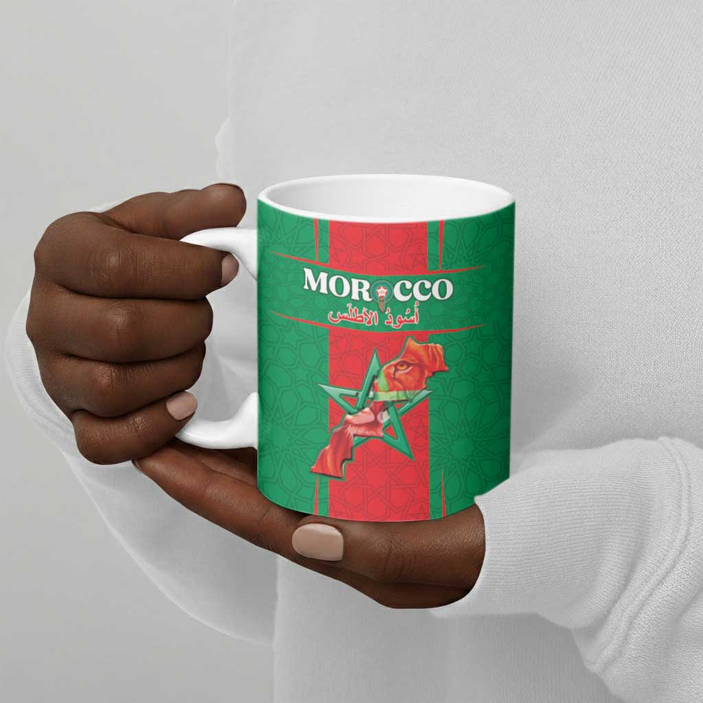 Custom Morocco Football Ceramic Mug Go Champions Atlas Lions - Red