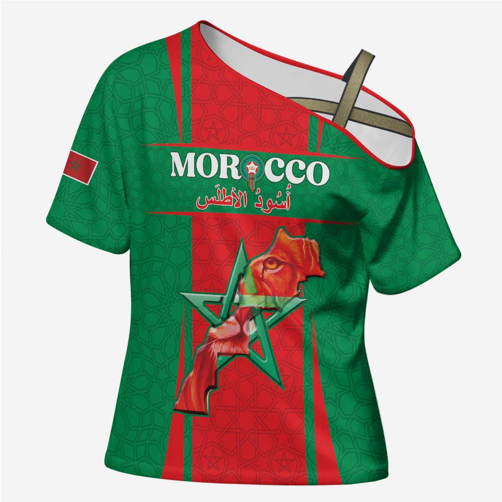 Custom Morocco Football Cross Shoulder Shirt Go Champions Atlas Lions - Red