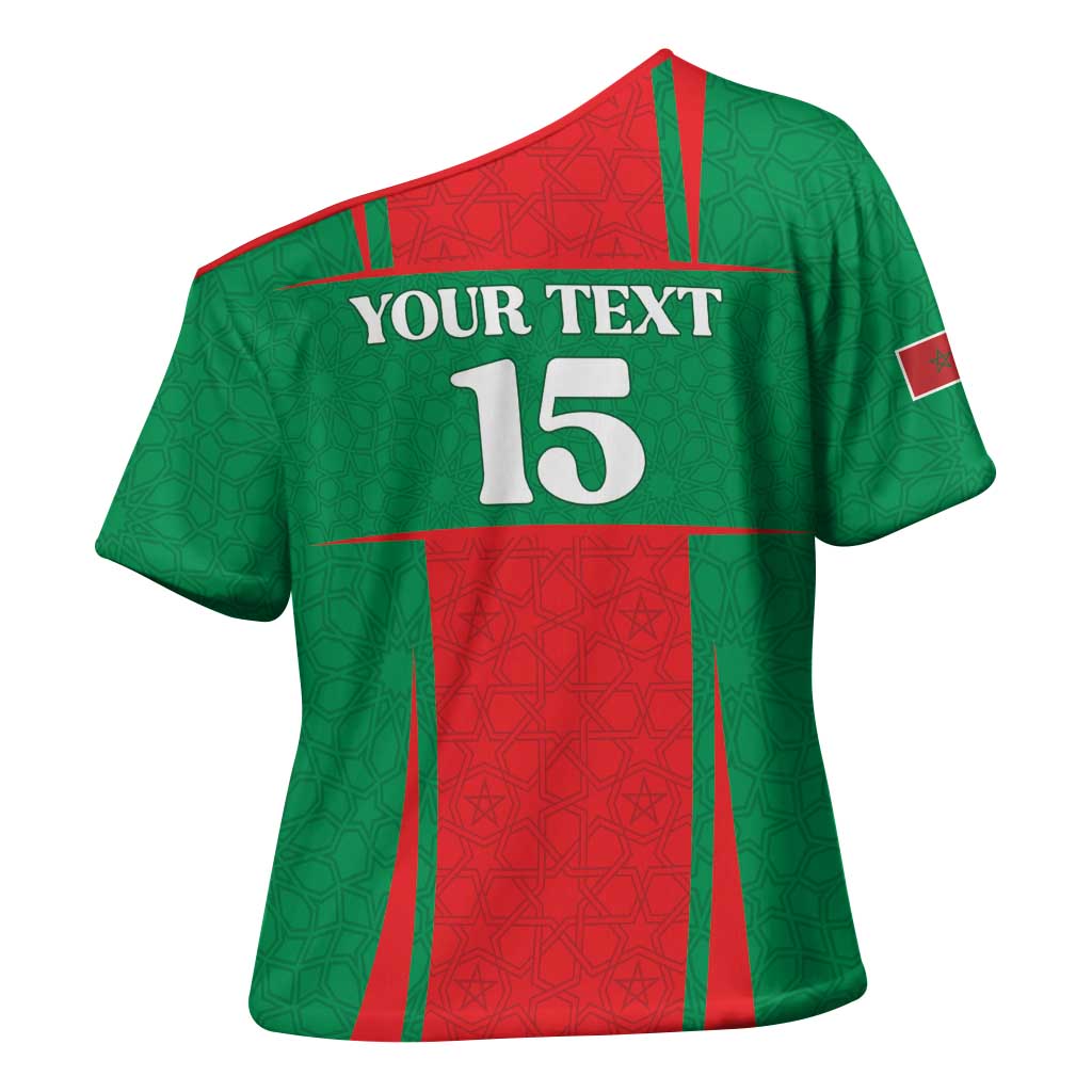 Custom Morocco Football Cross Shoulder Shirt Go Champions Atlas Lions - Red
