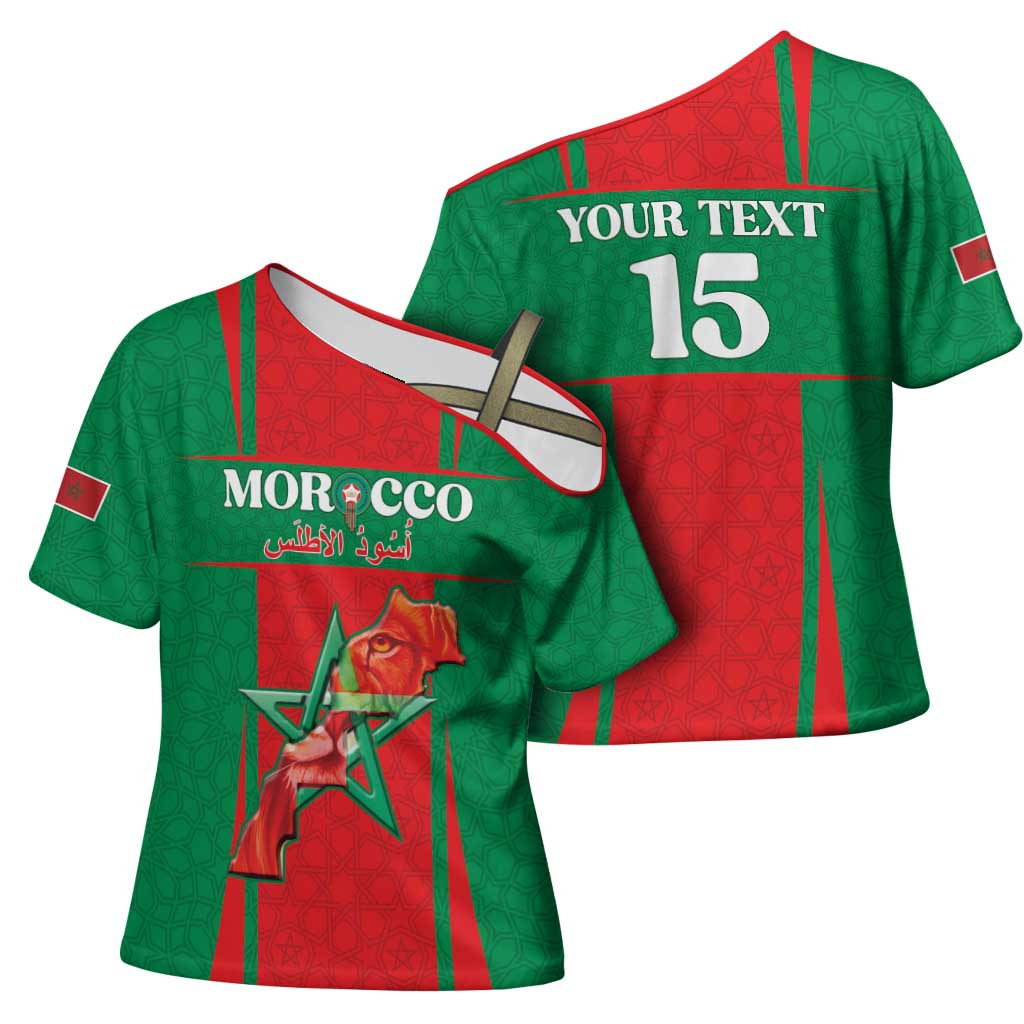 Custom Morocco Football Cross Shoulder Shirt Go Champions Atlas Lions - Red