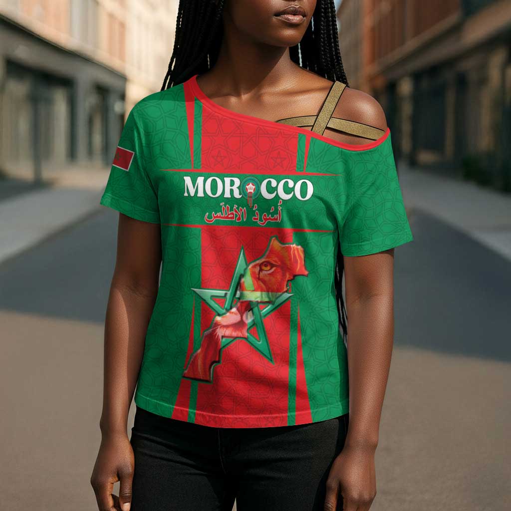Custom Morocco Football Cross Shoulder Shirt Go Champions Atlas Lions - Red