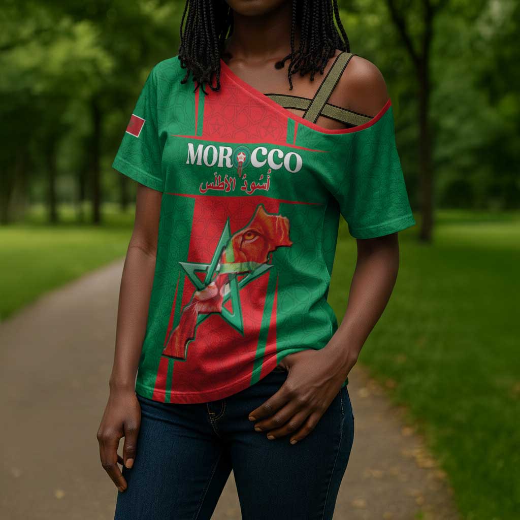 Custom Morocco Football Cross Shoulder Shirt Go Champions Atlas Lions - Red
