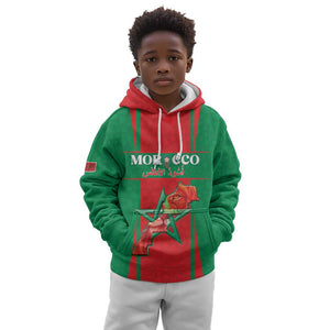 Morocco Football Custom Kid Hoodie Atlas Lions Champions 2025 - Red - African Pride