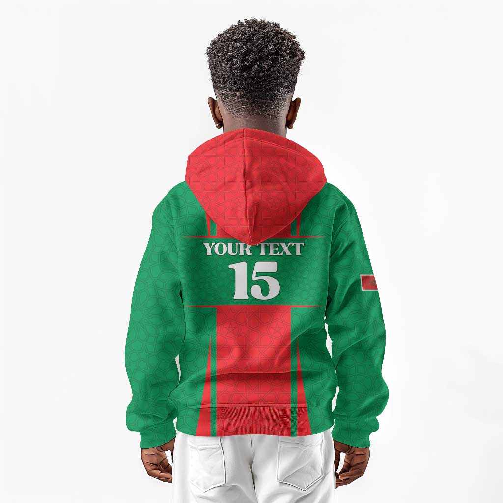 Morocco Football Custom Kid Hoodie Atlas Lions Champions 2025 - Red - African Pride