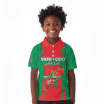Morocco Football Custom Kid Polo Shirt Atlas Lions Champions 2025 - Red - African Pride