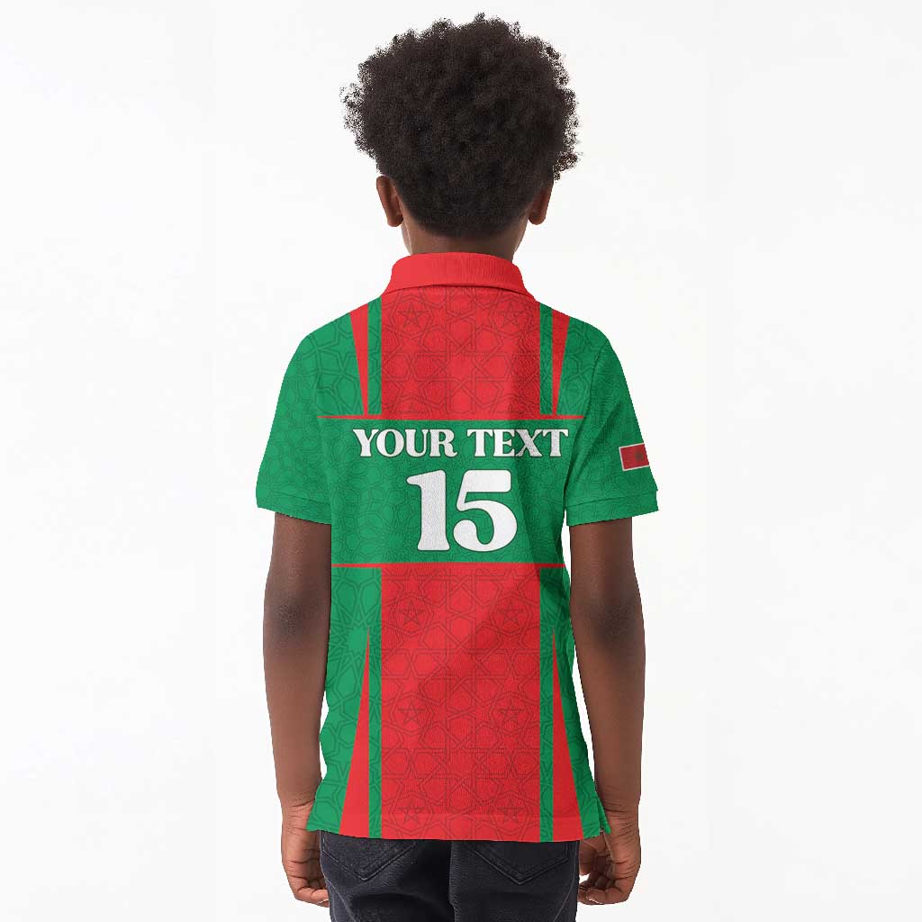 Morocco Football Custom Kid Polo Shirt Atlas Lions Champions 2025 - Red - African Pride