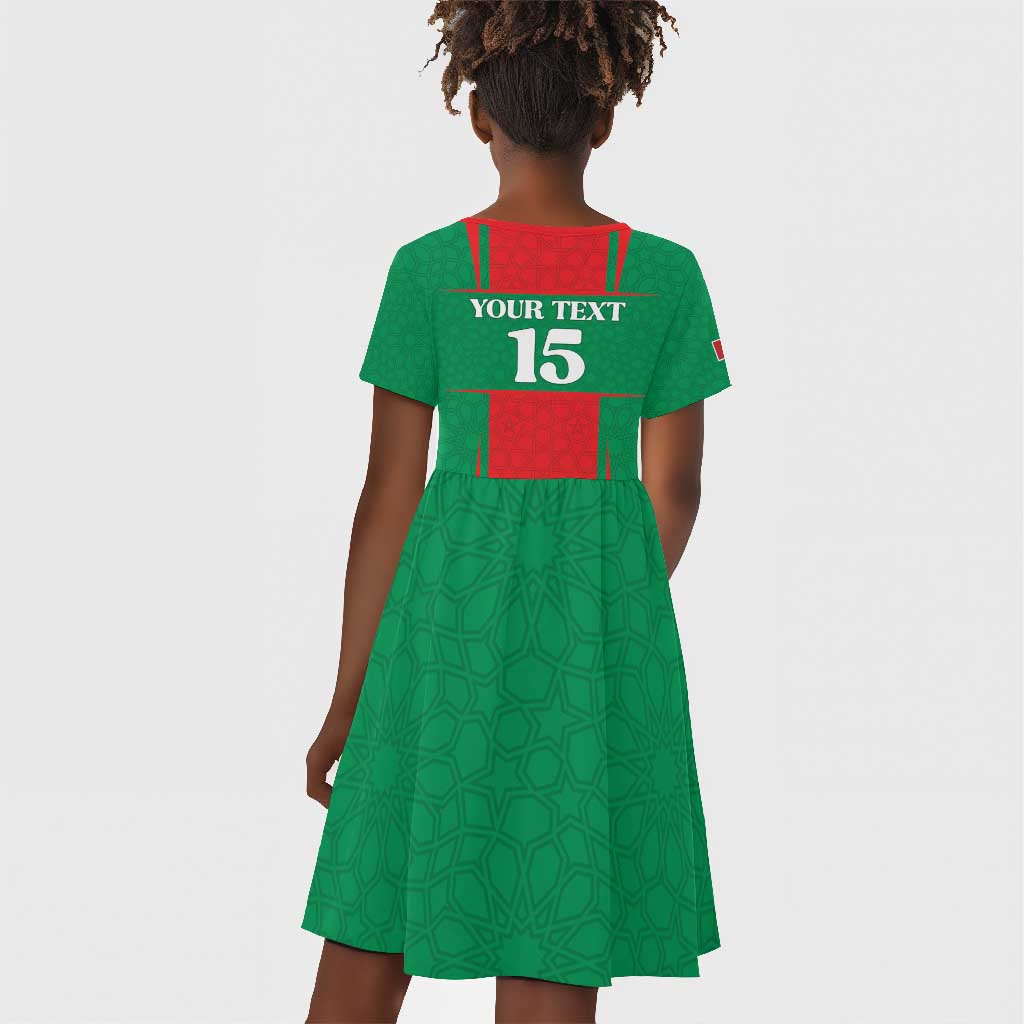 Morocco Football Custom Kid Short Sleeve Dress Atlas Lions Champions 2025 - Red - African Pride