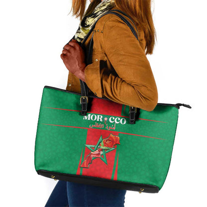 Morocco Football Leather Tote Bag Atlas Lions Champions 2025 - Red - African Pride
