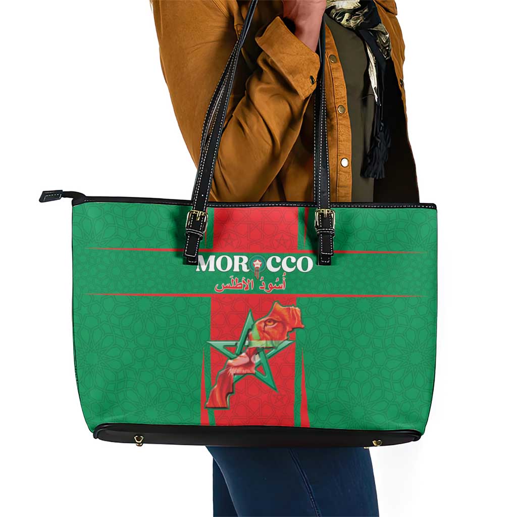 Morocco Football Leather Tote Bag Atlas Lions Champions 2025 - Red - African Pride