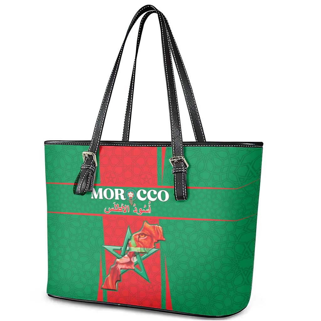 Morocco Football Leather Tote Bag Atlas Lions Champions 2025 - Red - African Pride