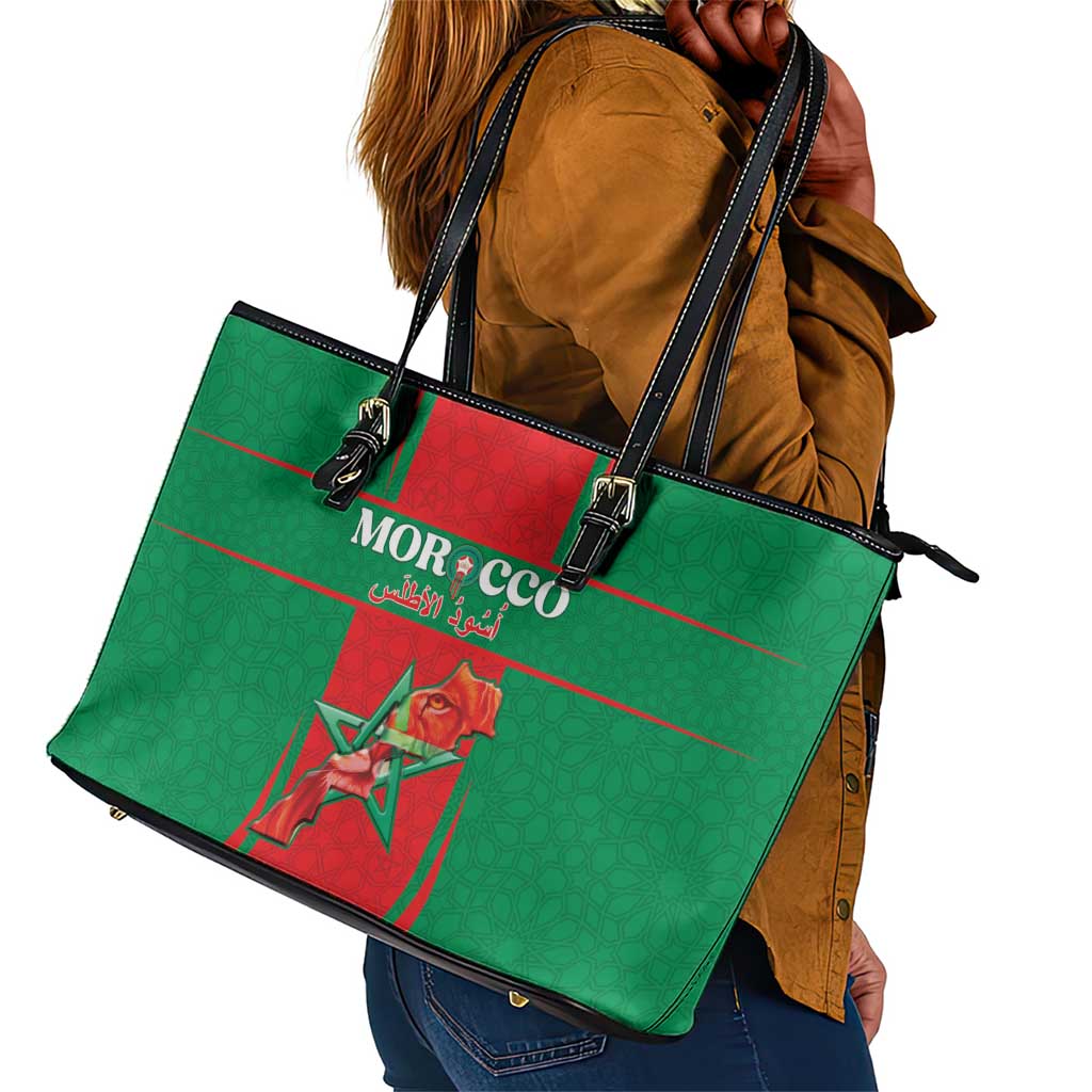 Morocco Football Leather Tote Bag Atlas Lions Champions 2025 - Red - African Pride