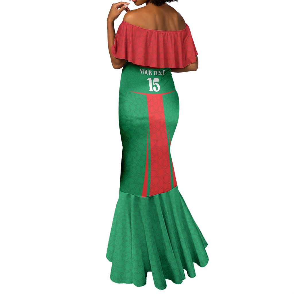 Morocco Football Custom Mermaid Dress Atlas Lions Champions 2025 - Red - African Pride