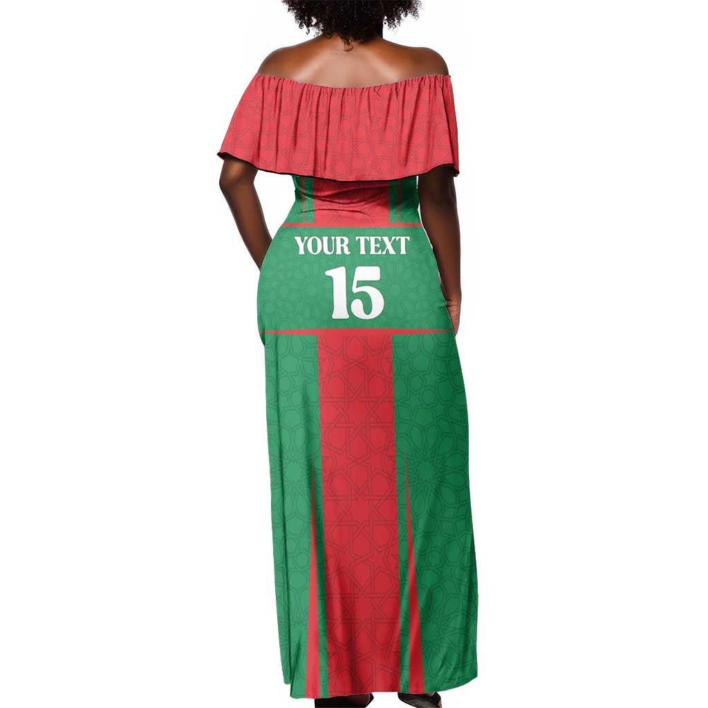 Morocco Football Custom Off Shoulder Maxi Dress Atlas Lions Champions 2025 - Red - African Pride