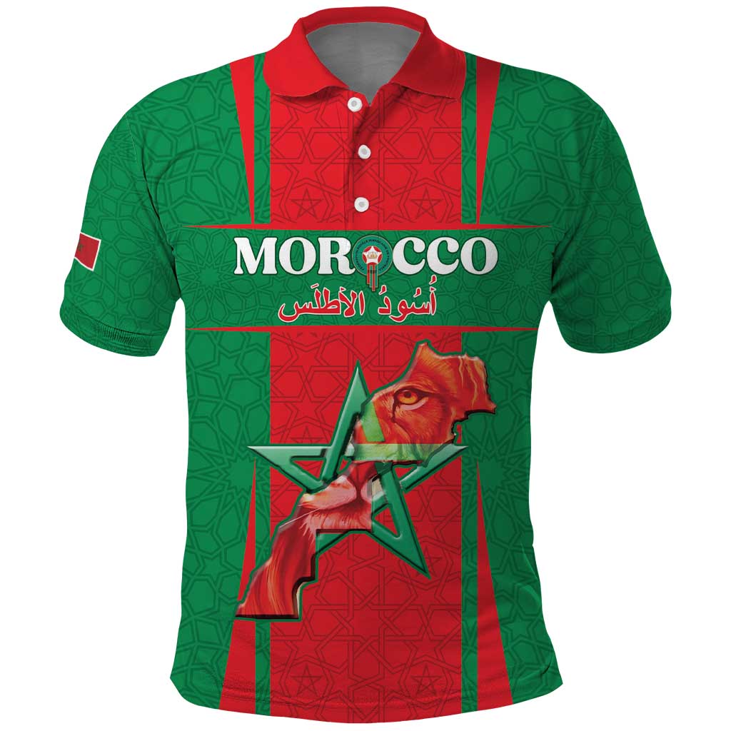 Morocco Football Custom Polo Shirt Atlas Lions Champions 2025 - Red - African Pride