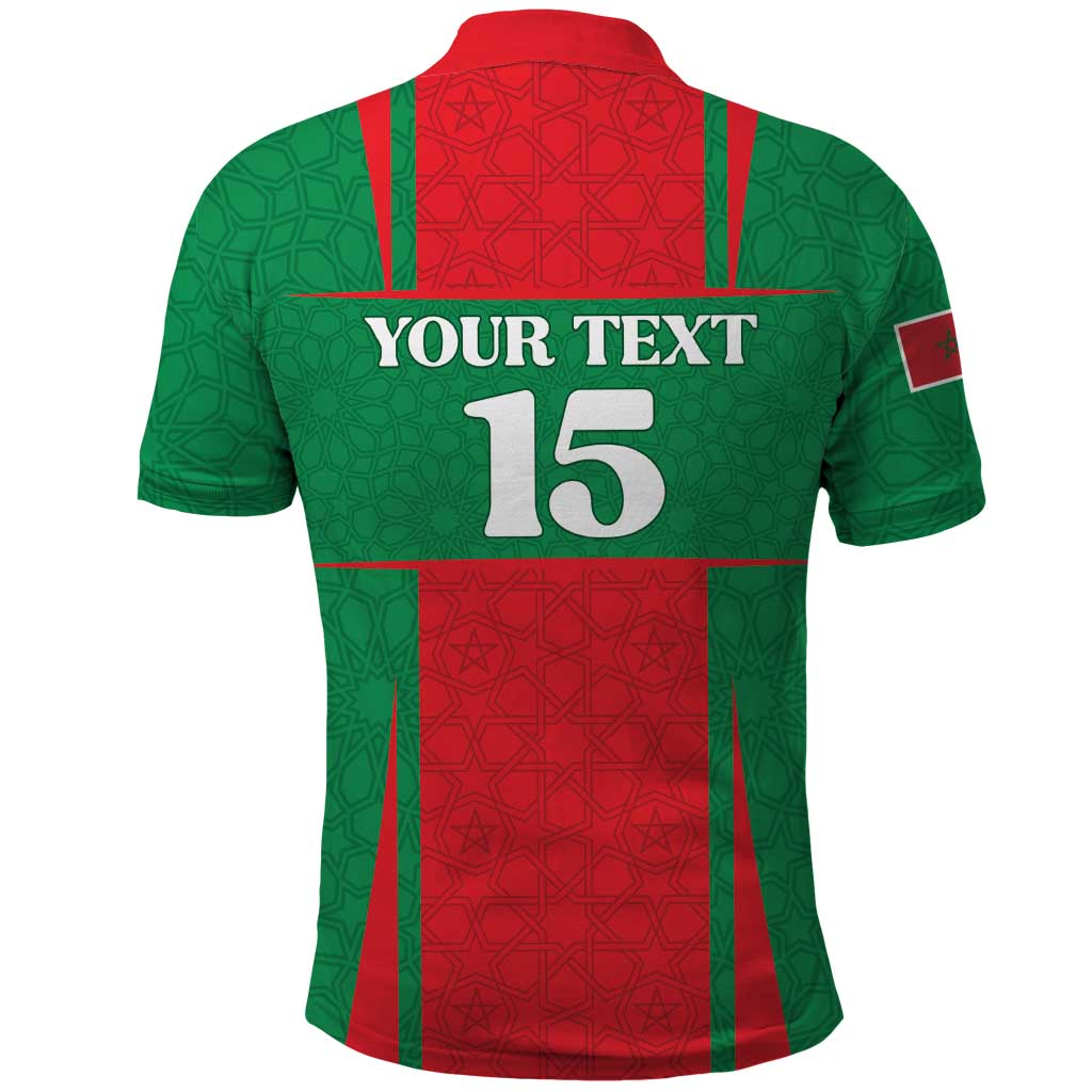 Morocco Football Custom Polo Shirt Atlas Lions Champions 2025 - Red LT15