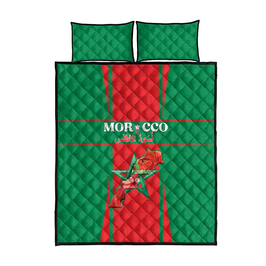 Morocco Football Quilt Bed Set Atlas Lions Champions 2025 - Red - African Pride