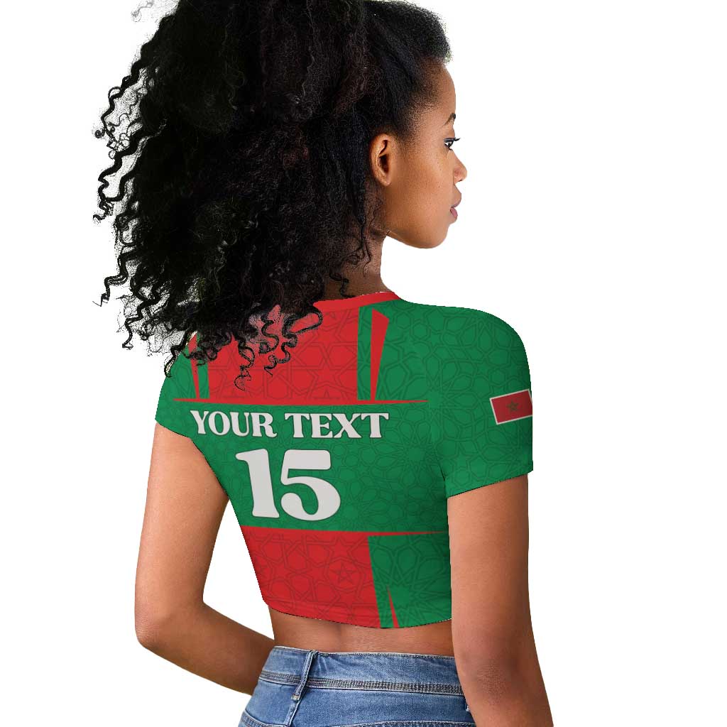 Morocco Football Custom Raglan Cropped T shirt Atlas Lions Champions 2025 - Red - African Pride