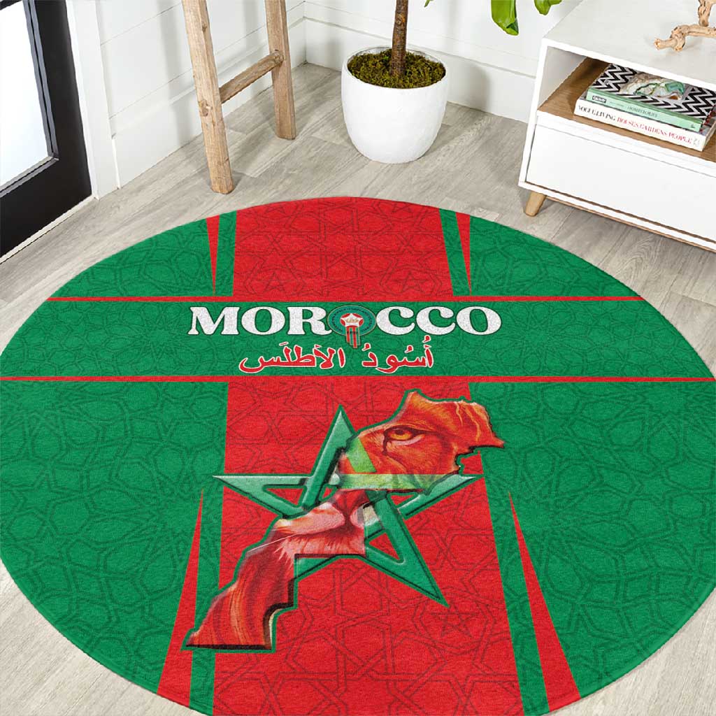Morocco Football Round Carpet Atlas Lions Champions 2025 - Red - African Pride