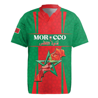 Morocco Football Custom Rugby Jersey Atlas Lions Champions 2025 - Red - African Pride