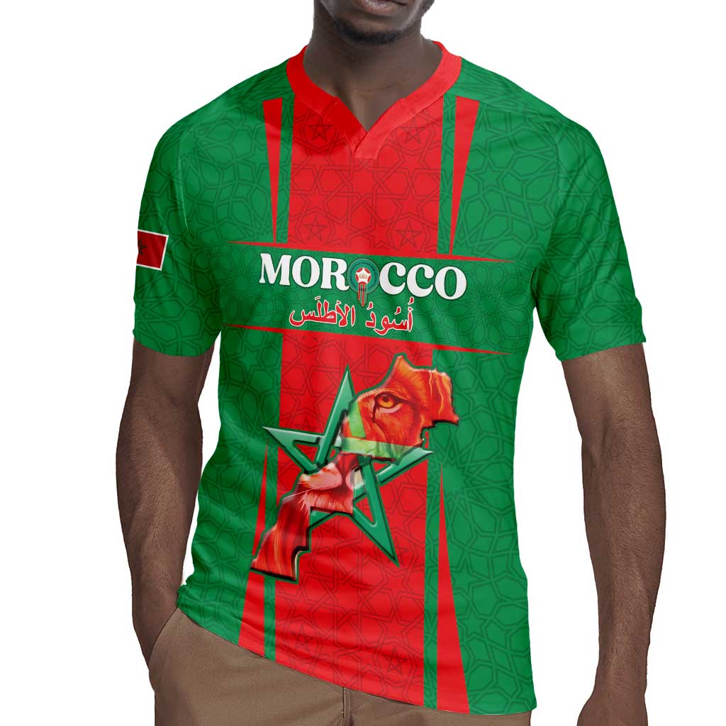 Morocco Football Custom Rugby Jersey Atlas Lions Champions 2025 - Red - African Pride