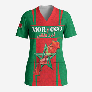 Morocco Football Custom Scrub Top Atlas Lions Champions 2025 - Red - African Pride