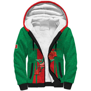 Morocco Football Custom Sherpa Hoodie Atlas Lions Champions 2025 - Red - African Pride