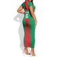 Morocco Football Custom Short Sleeve Bodycon Dress Atlas Lions Champions 2025 - Red - African Pride