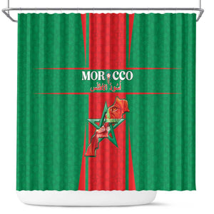 Morocco Football Shower Curtain Atlas Lions Champions 2025 - Red - African Pride