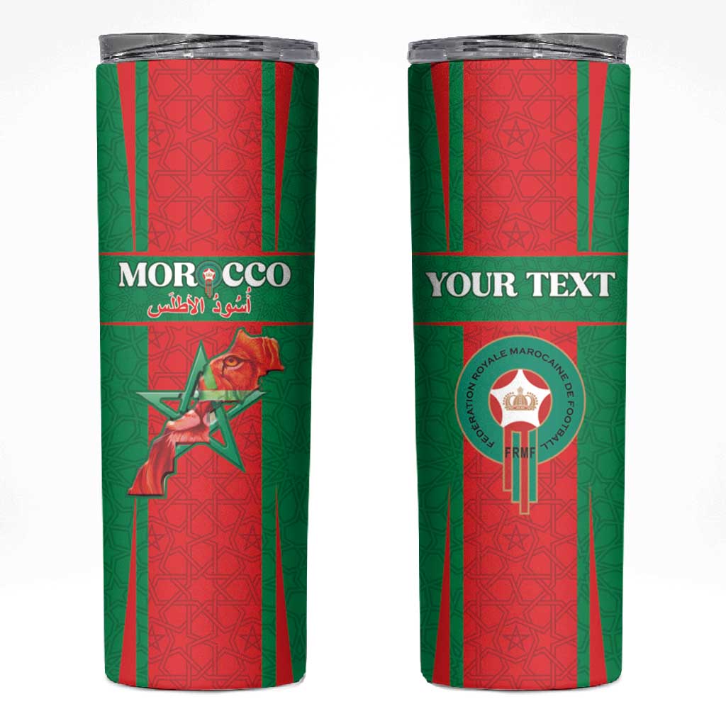 Morocco Football Custom Skinny Tumbler Atlas Lions Champions 2025 - Red - African Pride