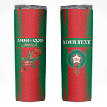 Morocco Football Custom Skinny Tumbler Atlas Lions Champions 2025 - Red - African Pride