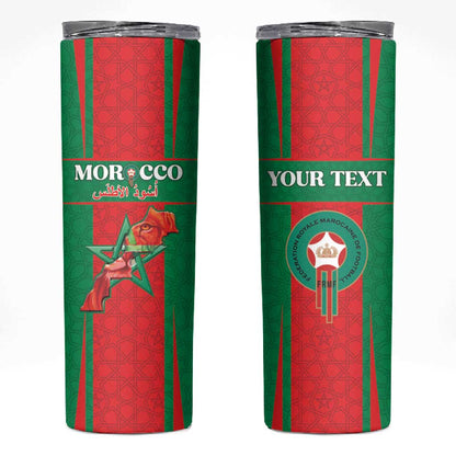 Morocco Football Custom Skinny Tumbler Atlas Lions Champions 2025 - Red - African Pride